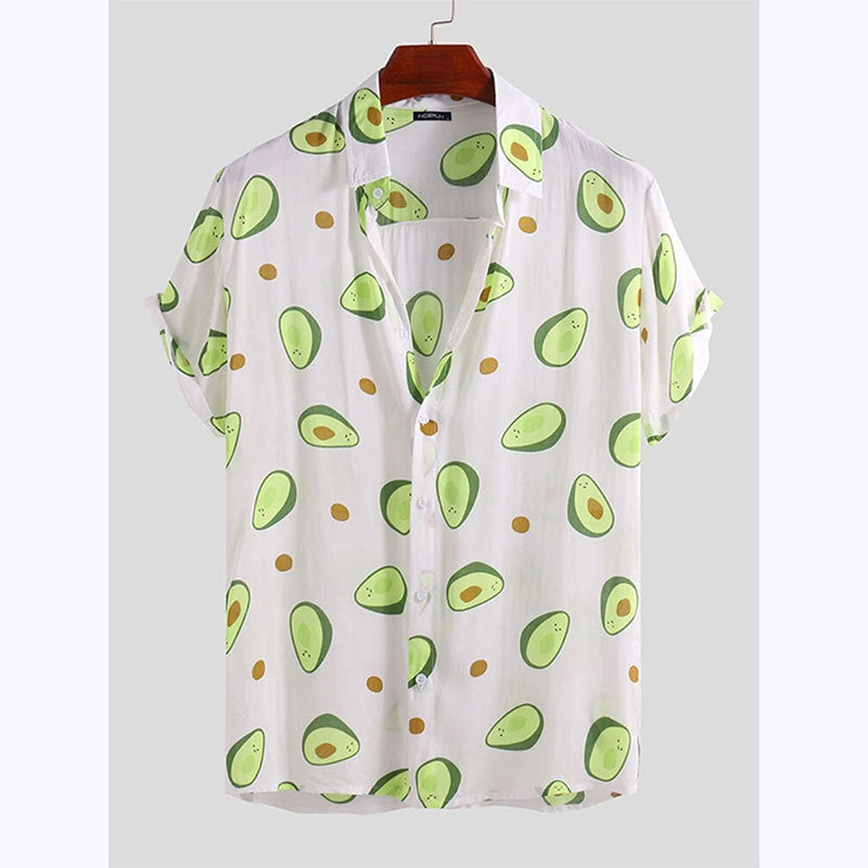 Herren Kurzarmhemd mit frischem Avocado-Muster R&B