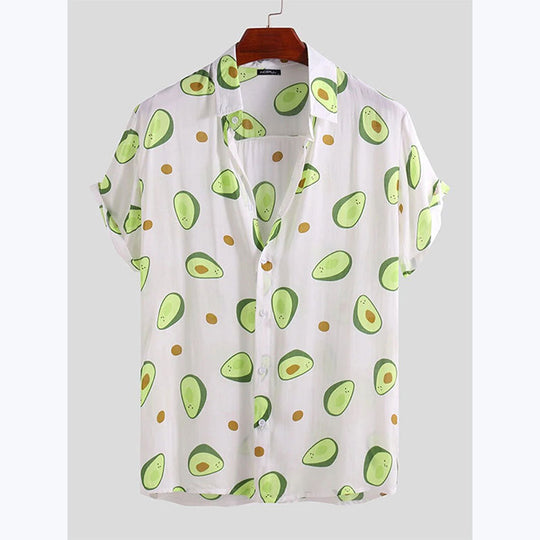 Herren Kurzarmhemd mit frischem Avocado-Muster R&B