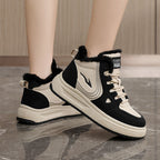 Damen modische High-Top Sneakers mit kuscheligem Fleecefutter und rutschfester Sohle R&B