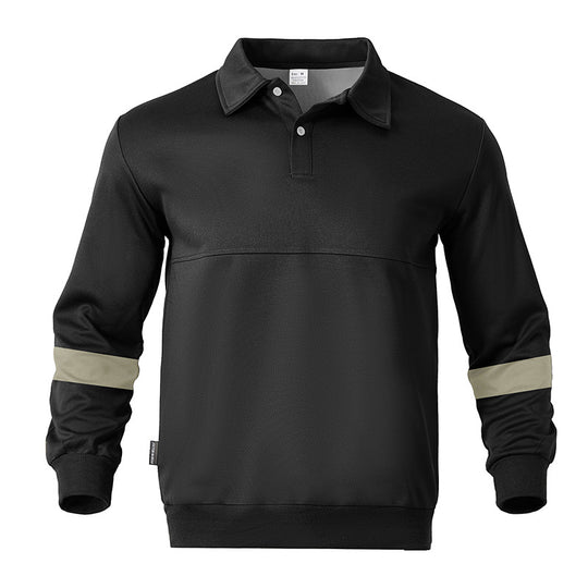 Herren sportlicher Langarm-Polo mit modernem Design und Kontrastärmel R&B