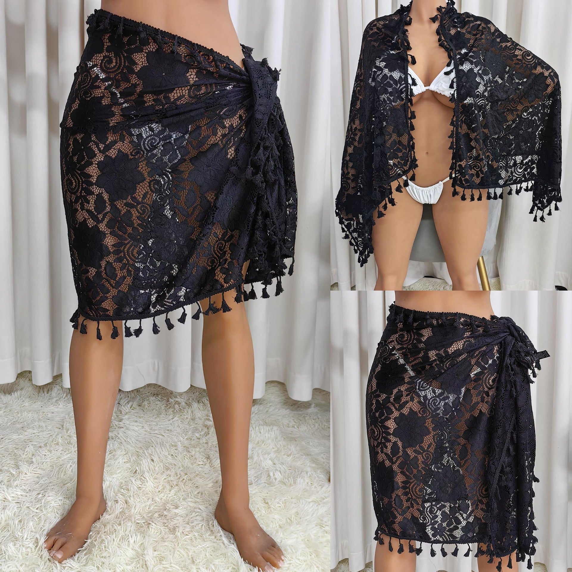 Damen Häkel-Strandsarong mit eleganten Fransen R&B