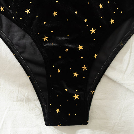 Damen Hochtaillierter Bikini mit glamourösem Sternenmotiv R&B