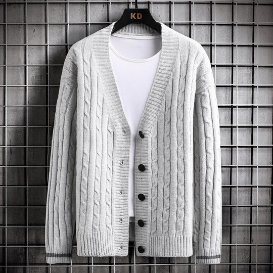 Damen Strickjacke mit Zopfmuster und Knopfdetails R&B