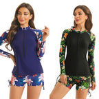 Damen Sportlicher Langarm Rashguard mit floralem Design R&B