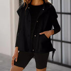 Damen Oversized Fleecewestenjacke mit seitlichen Eingrifftaschen und Druckknopfverschluss R&B