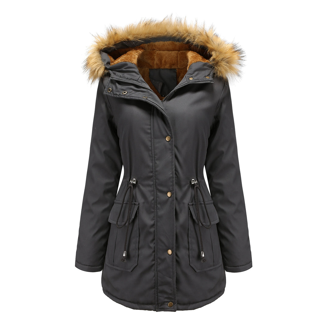 Damen warme Outdoor-Parka mit abnehmbarer Kapuze und luxuriösem Kunstfell R&B