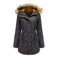 Damen warme Outdoor-Parka mit abnehmbarer Kapuze und luxuriösem Kunstfell
