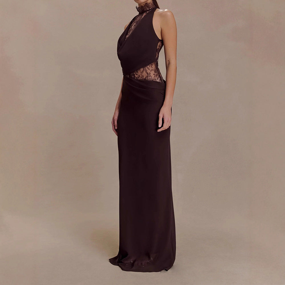 Damen Elegantes Bodenkonturen-Kleid mit exquisiter Spitzeneinlage R&B