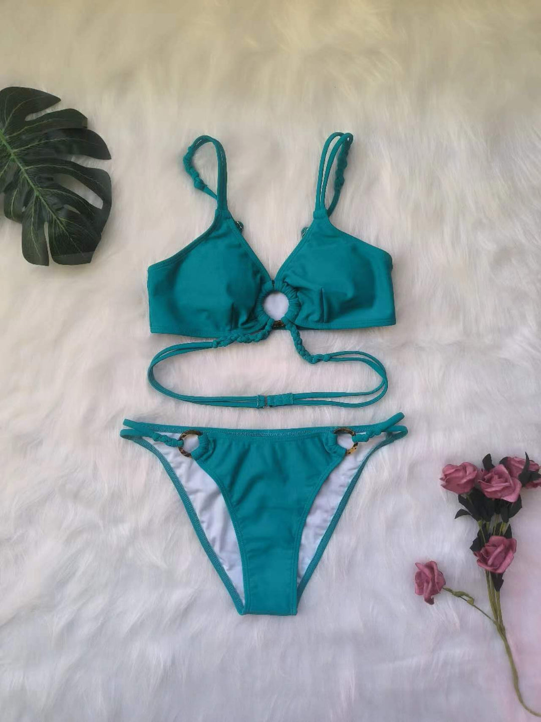 Damen Triangel-Bikini mit kreativen Knotendetails R&B