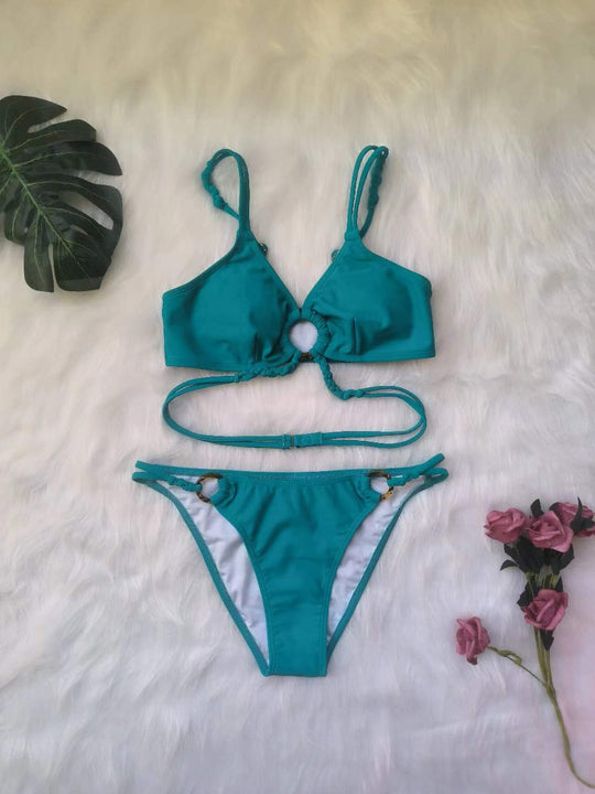 Damen Triangel-Bikini mit kreativen Knotendetails R&B