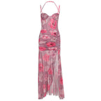 Damen Raffiniertes Maxikleid mit floralem Design und schulterfreiem Schnitt R&B