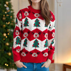 Damen Weihnachtspullover mit festlichem Rentier- und Weihnachtsbaum-Motiv R&B