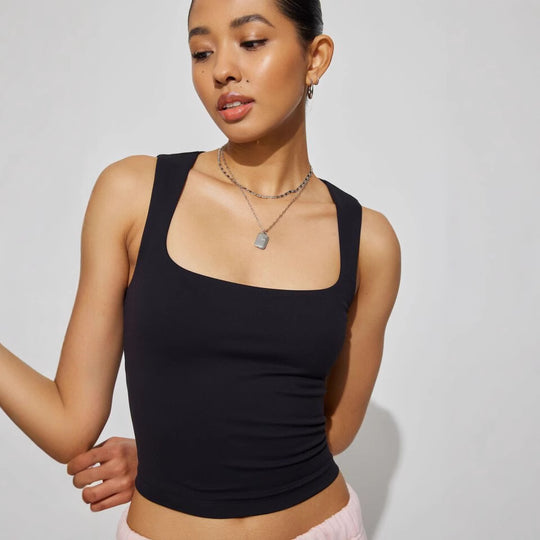 Damen cropped Body mit breiten Trägern und figurbetontem Schnitt R&B