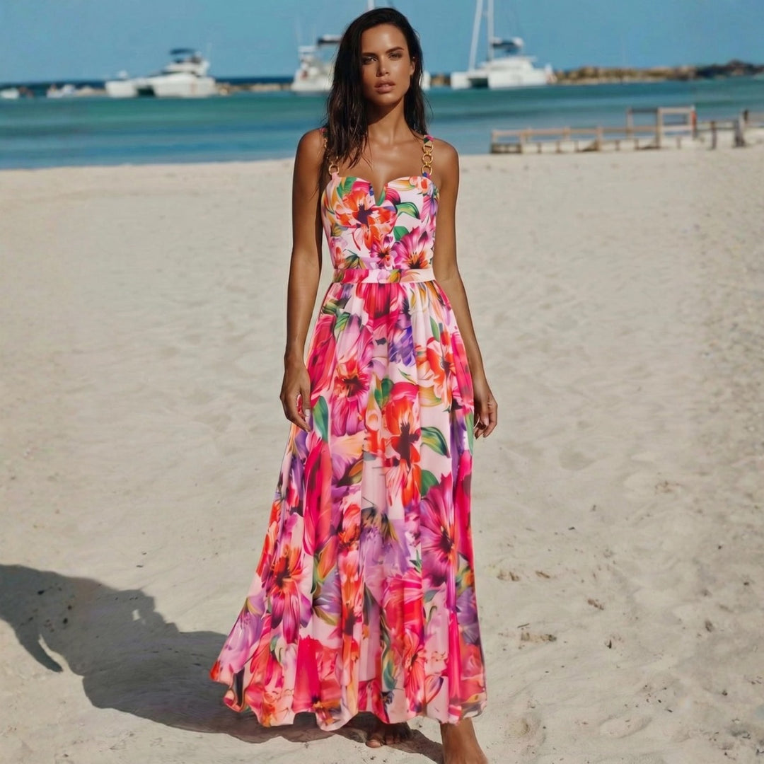 Damen eleganter Badeanzug mit floralem Wickelrock R&B