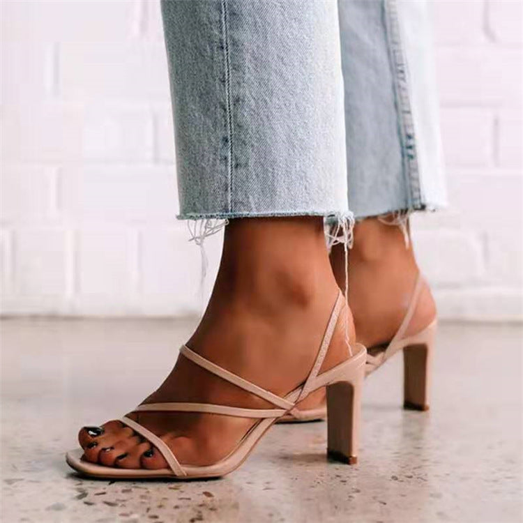 Damen elegante Absatzsandalen mit modischem Riemendesign R&B