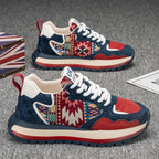 Damen Sportliche Sneaker mit buntem Ethno-Muster und flexibler Sohle R&B