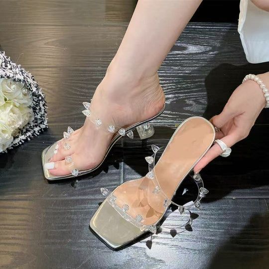 Damen Transparente High Heels mit edlem Glanz R&B