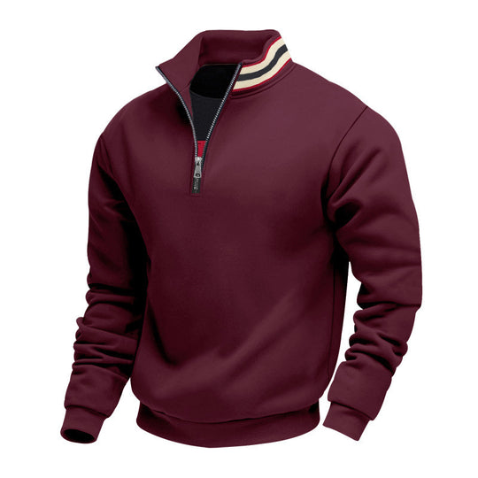 Herren nan Halbzip-Sweatshirt mit sportivem Ringkragen und weichem Fleece-Innenfutter R&B