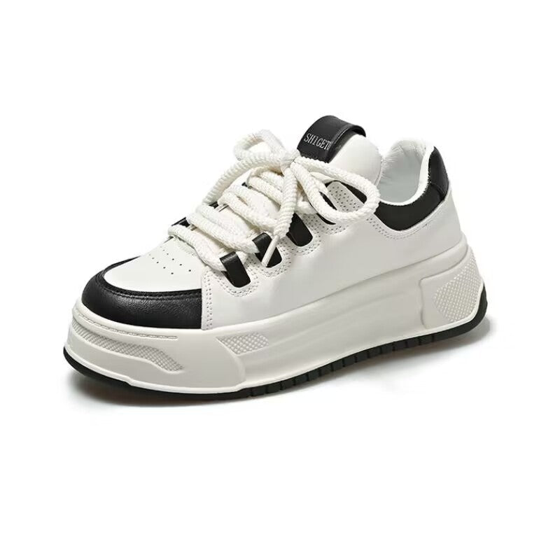 Damen modische Sneakers mit durchgehendem Plateau und elastischen Schnürsenkeln