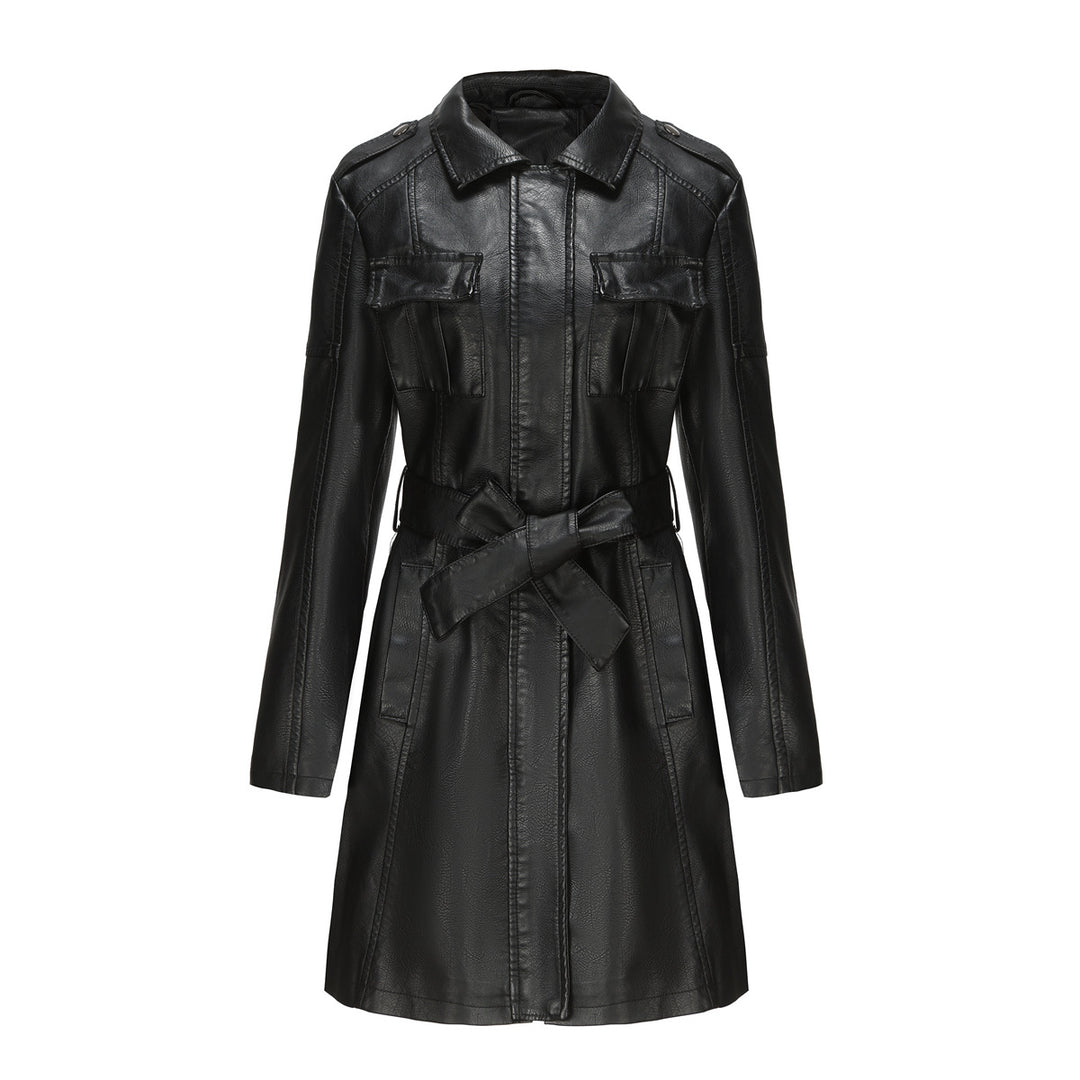 Übergangsjacke Damen schwarz elegant aus Kunstleder
