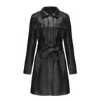 Übergangsjacke Damen schwarz elegant aus Kunstleder