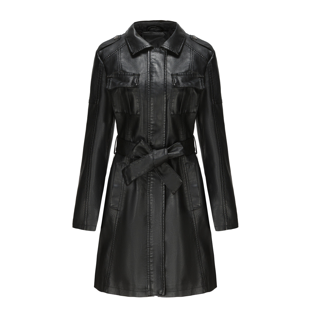 Übergangsjacke Damen schwarz elegant aus Kunstleder