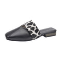 Damen Offene Mules mit modischem Knoten-Design und tierischem Muster R&B
