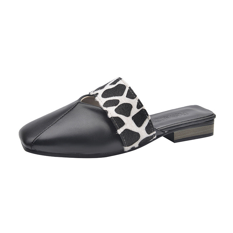 Damen Offene Mules mit modischem Knoten-Design und tierischem Muster R&B