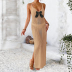 Damen HäkelMaxikleid mit eleganter Schleifenapplikation R&B