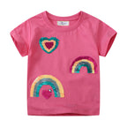 Mädchen T-Shirt mit glitzerndem Regenbogen-Design R&B