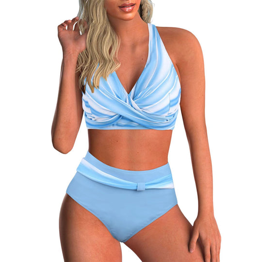 Damen Hochtailliertes Bikini-Set mit modischem Wickeloberteil R&B