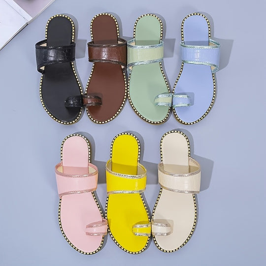 Damen elegante Slide-Sandalen mit luxuriösen goldenen Akzenten R&B