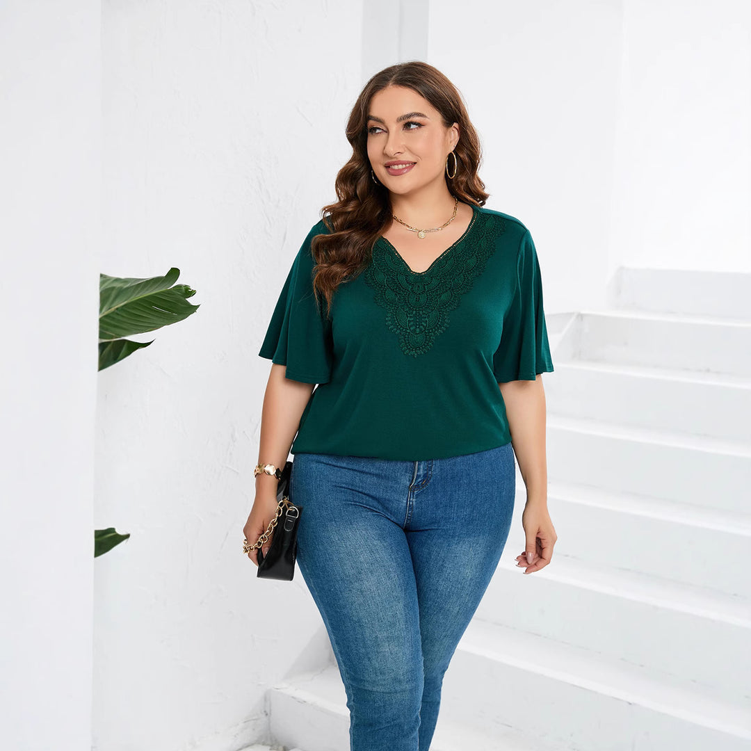 Damen Blusenshirt mit eleganter Lochstickerei und weit geschnittenen Ärmeln R&B