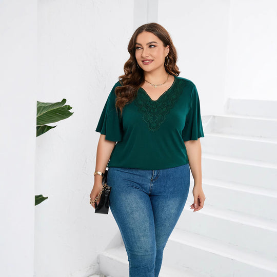 Damen Blusenshirt mit eleganter Lochstickerei und weit geschnittenen Ärmeln R&B