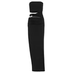 Damen elegantes Bodenkleid mit gerafftem Design und verstellbarem Gürtel R&B