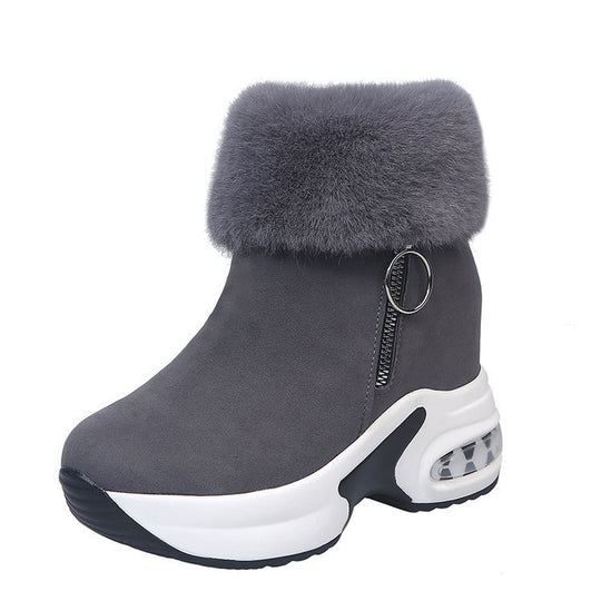 Damen Komfortable Sneaker-Stiefel mit trendigem Leopardenmuster und kuscheligem Kragen R&B