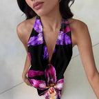 Damen ElegantesMaxikleid mit raffiniertem Blumendruck und tiefem V-Ausschnitt R&B