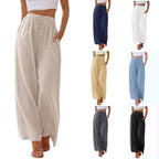 Damen nan weite Leinenhose mit elastischem Bund Kordel und Seitentaschen R&B