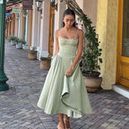 Damen Midikleid mit knöpfbarem Oberteil und schwingendem Rock R&B