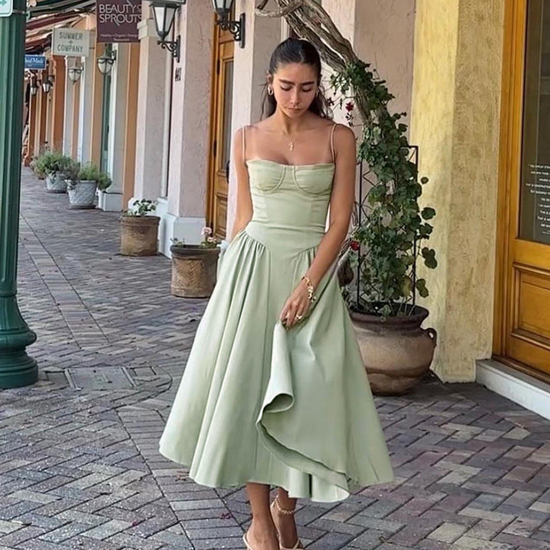 Damen Midikleid mit knöpfbarem Oberteil und schwingendem Rock R&B