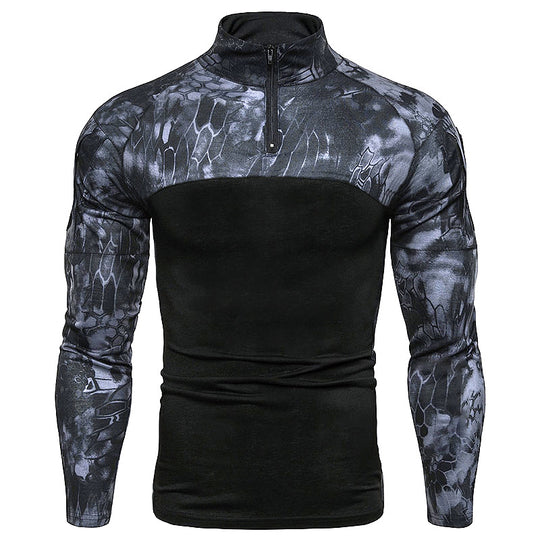 Herren Sportlicher Langarmpullover mit hohem Kragen und Reißverschluss R&B