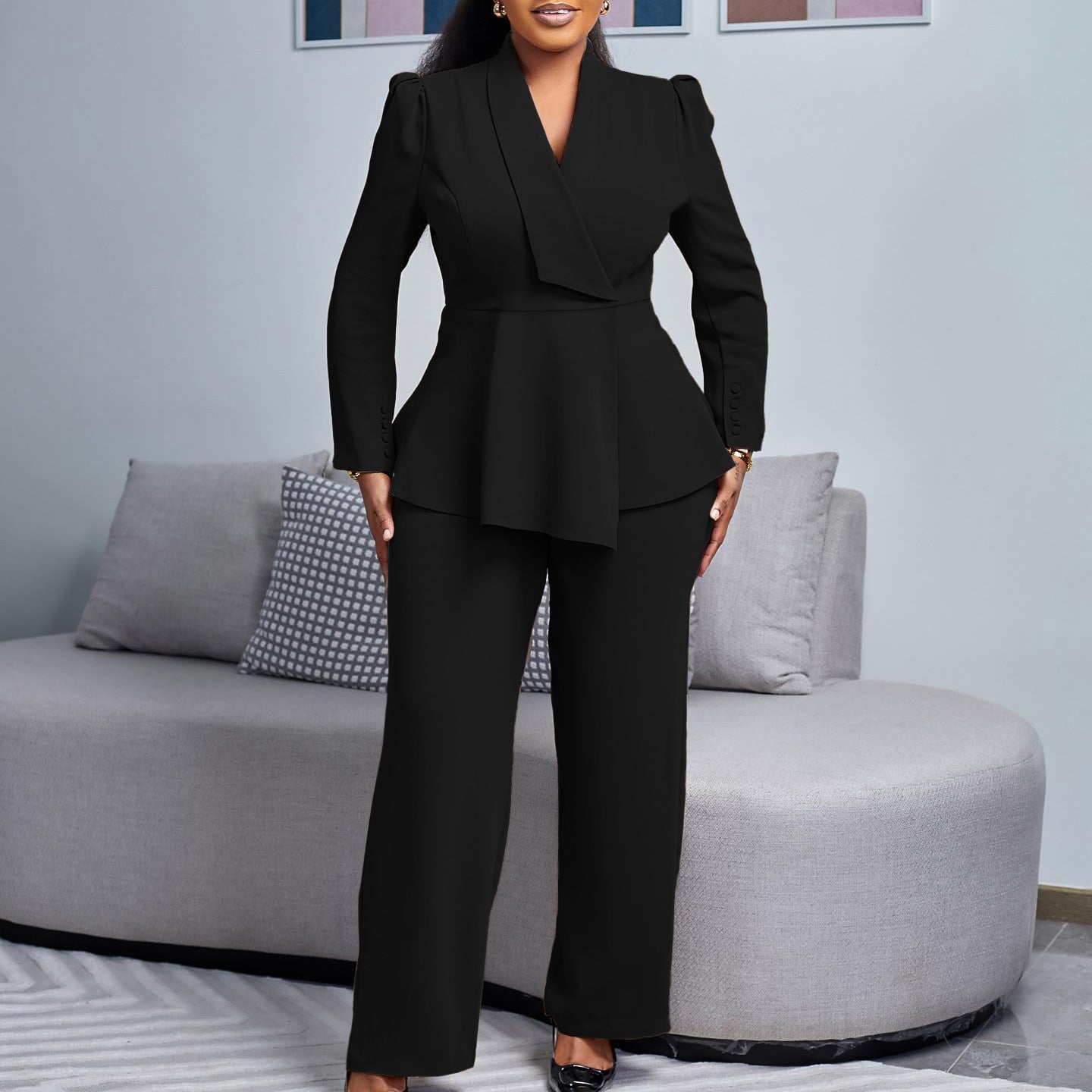 Damen Elegantes Blazer-Hosen-Set R&B