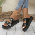 Damen Wedge-Pantoletten mit modischen Doppelriemen und trendigem Plateau-Heel EB