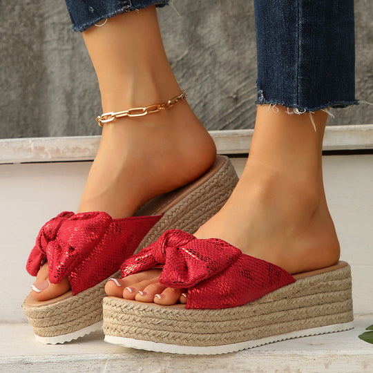 Damen Wedge-Pantoletten mit modischem Schleifen-Design R&B