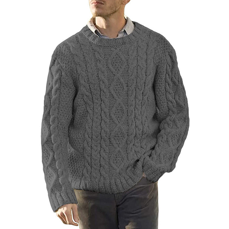 Herren Grobstrickpullover mit klassischem Zopfmuster R&B