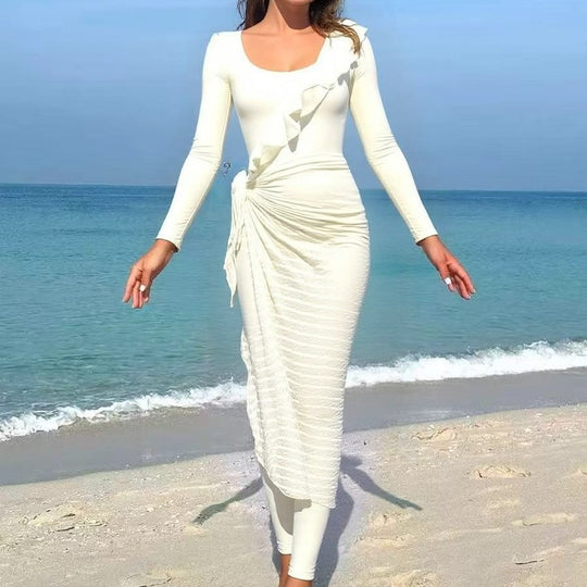Damen Elegantes Sommerkleid mit Wickeloptik R&B