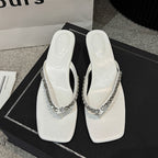 Damen Flip-Flops mit glamourösem Strassbesatz und bequemem Fußbett R&B