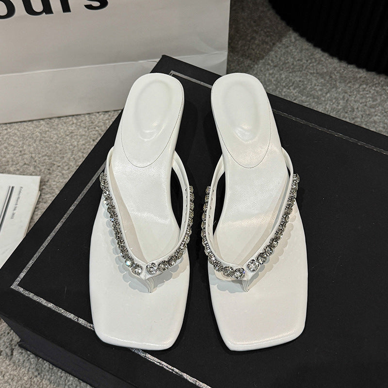 Damen Flip-Flops mit glamourösem Strassbesatz und bequemem Fußbett R&B