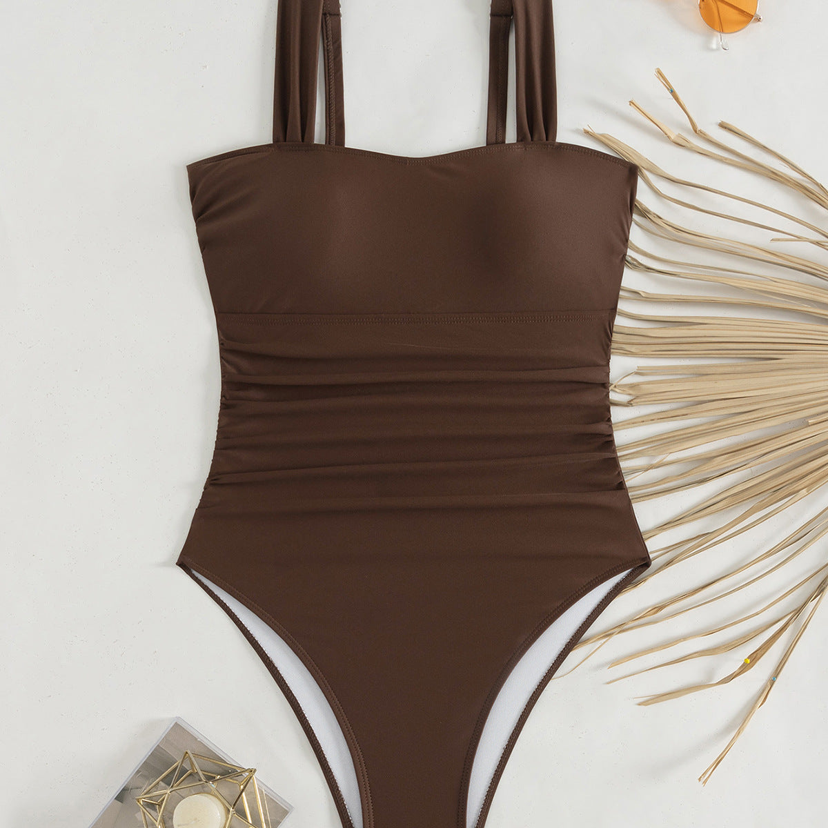 Damen Sportlicher Einteiler Badeanzug mit Rüschendetails R&B
