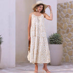 Damen luftiges Maxikleid mit floralem Muster und Spaghettiträgern R&B